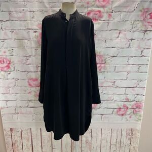 Polo X Ralph Lauren Women's Long Sleeve Curved Hem Button Black Shirt Dress Sz 6